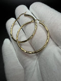 35mm 14K Yellow Gold Fancy Thin Hoops 1.7g