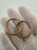 30mm x 3mm 14K Yellow Gold Hoops 3.05g