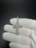1.75" Silver 2.1ctw VS/VVS Lab Diamond Classic Latin Cross 7.2mm Bail 4.8g