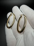 1.5" 14K Yellow Gold Fancy Oval Hoops 3.1g