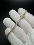 7.25" Gold over Silver .75ctw Natural Diamond Tennis Bracelet 3mm 10.9g