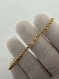 7.25 inch 3mm rope bracelet in 14K yellow gold, 1.31g, view 2 - Ott Family Jewelry