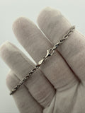 7.5 inch 3mm rope bracelet in 14K white gold, 5.9g, view 2 - Ott Family Jewelry