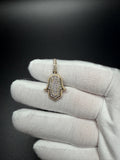 1.25" 10k Yellow Gold 2/3ctw VS/VVS Lab Diamond Hamsa 6.3mm Bail 2.6g