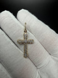 1.25" 10k Yellow Gold .4ctw VS/VVS Lab Diamond Outline Cross 6.1mm Bail 1.93g