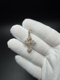 1.5" 10K Yellow Gold Diamond Fleur-de-Lis Cross Pendant 3/4ctw Natural Diamonds 5.5mm Bail 3.6g