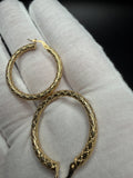 30mm x 3mm 14k Yellow Gold Fancy Hoops 2.4g