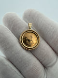 14K Gold Krugerrand in 14K Bezel 3.3mm Bail 4.85g