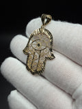 1.75" 14k Yellow Gold Hamsa Pendant 6mm Bail 3.41g