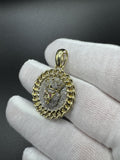 1.5” 10k Yellow Gold 1/2ctw Natural Diamond Lion Pendant with Cuban Link Bezel 6mm Bail 5.9g