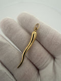 1.75" 14K Yellow Gold Italian Horn 4mm Bail 1.72g