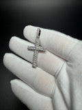 1.75" Silver 1.5ctw VS/VVS Lab Diamond Straight Edge Cross 5.3mm Bail 3.55g