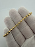 7" 14K Yellow Gold Dia Cut Moon Bead 4mm 8.3g