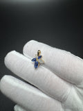 12mm 14k Yellow Gold Sapphire & Natural Diamond Floral Design Fashion Pendant 2mm Bail 1.8g
