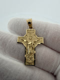 1.5" 14k Yellow Gold Risen Christ Resurrection Cross Pendant High Detail 6.2mm Bail 4.15g