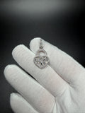 1.25" Silver Heart Lock Pendant 1.2ctw VS/VVS Lab Diamond 7mm Bail 3.7g