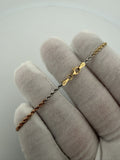 7 inch 2mm tri-color rope bracelet in 14K gold, 2.84g, view 2 - Ott Family Jewelry