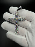 3" Silver 35ctw+ D VVS1 Moissanite 11 Stone Cross 8.4mm x 15mm Bail 16.4g