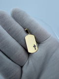 1.25" 14K Yellow Gold Dog Tag with Cross Cutout 3.1mm Bail 1.9g