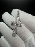 1.75" Silver 2.0ctw VS/VVS Lab Diamond Classic Latin Cross 7.5mm Bail 4.1g