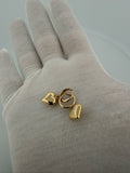 10mm 14k Yellow Gold Huggies w/ Dangle Heart Charms 2.2g
