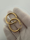 35mm x 4mm hoop earrings in 14K yellow gold, 3.7g, view 2 - Ott Family Jewelry