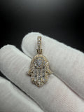 1.25" 10k Yellow Gold 3/4ctw VS/VVS Lab Diamond Hamsa 6.4mm Bail 2.9g