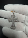 1.75" Silver 1.2ctw VS/VVS Lab Diamond Gothic Cross 6.3mm Bail 4.6g