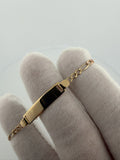 6 inch 3mm Figaro baby ID bracelet in 14K yellow and rose gold, 3.2g, view 2 - Ott Family Jewelry