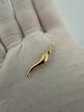 1" 14K Yellow Gold Italian Horn 3.5mm Bail .8g
