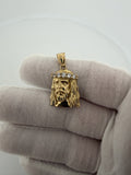 1.25" 14K Yellow Gold Jesus with CZ 4.7mm Bail 4.5g
