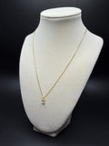 18" Gold over Silver Chain 1/2ct Emerald Lab Diamond Solitaire Pendant 1.5g
