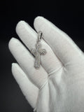 1.75" Silver 1ctw VS/VVS Lab Diamond Bezeled Cross 6.6mm Bail 3.6g