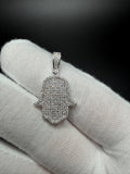 1.25" Silver Hamsa Pendant 2/3ctw VS/VVS Lab Diamond 4.2mm Bail 2.1g