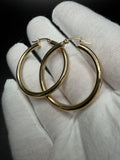 14K Yellow Gold 35mm x 3mm Hoops 2.72g