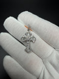 1.5" Silver 1ctw VS/VVS Lab Diamond Gothic Cross 5mm Bail 2.4g