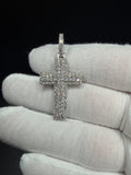 1.75" Silver 2.1ctw VS/VVS Lab Diamond Classic Latin Cross 7.2mm Bail 4.8g