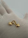 10mm 14k Yellow Gold Huggies w/ Dangle Heart Charms 2.2g