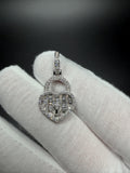 1.25" Silver Heart Lock Pendant 1.2ctw VS/VVS Lab Diamond 7mm Bail 3.7g
