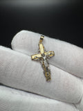 1.25" 14k Gold Two-tone High Detail Fancy Crucifix 3.2mm Bail 1.6g