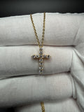 18" Gold over Silver Chain 3/4" .5ctw Lab Diamond Cross 1.9g