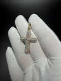 1.75" 10k Yellow Gold 2ctw VS/VVS Lab Diamond Rounded Edge Cross 7mm Bail 5.0g