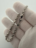 8" 14K White Gold Rope 4.5mm 14.25g