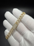 8mm Moissanite Cuban Bracelet, 4.3ctw D VVS1, GRA Certified, Gold Over 925 Silver, 7" (20.9g)