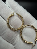 30mm x 3mm 14k Yellow Gold Fancy Hoops 2.4g