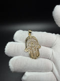 1.75" 14k Yellow Gold Hamsa Pendant 6mm Bail 3.41g