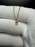 18" Gold over Silver Chain 1/4ctw Emerald Lab Diamond Solitaire Pendant 1.4g