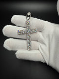 3" Silver 35ctw+ D VVS1 Moissanite 11 Stone Cross 8.4mm x 15mm Bail 16.4g