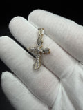 1.25" 10K Yellow Gold 1/2ctw Natural Diamond Cross Pave with Bezel Accents 4mm Bail 3.3g