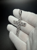 2.5" Silver 1.75ctw VS/VVS Lab Diamond Halo Cluster Cross 8mm Bail 7.9g